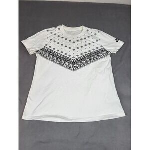Nike‎ Crew Neck Shirt Girls XL White Geometric Lightweight Swoosh Design Outdoor